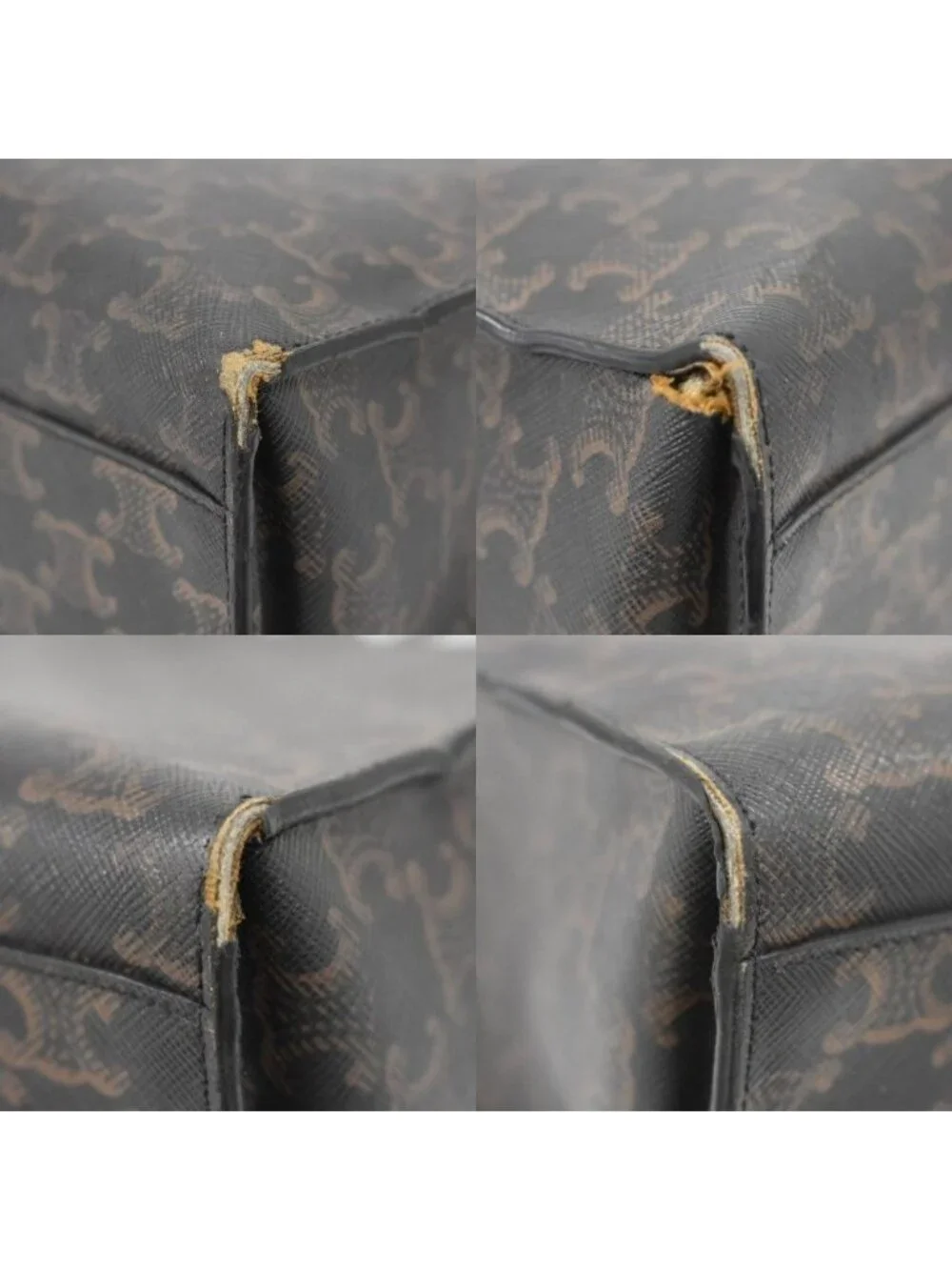 Celine Shoulder Bag Tote 2-Way Triomphe Canvas Vertical Cover Logo Brown